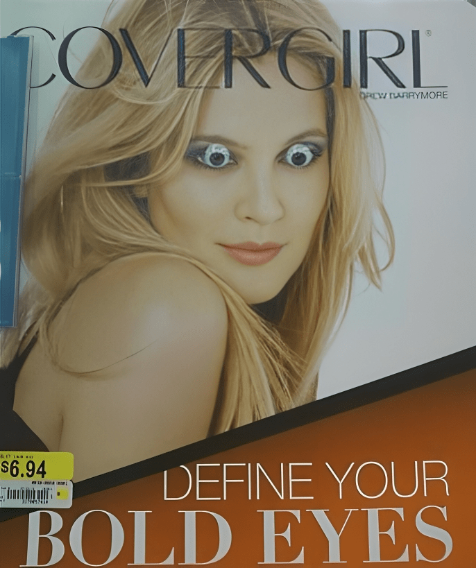 A magazine cover with a person's face
